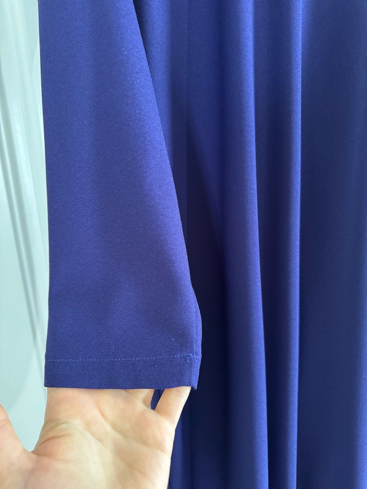 Mor Uzun Kollu Pilili Kadın Elbise - Görsel 3