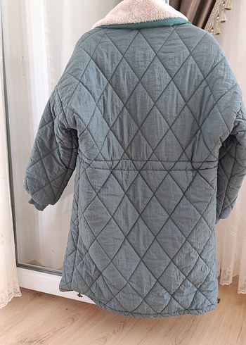 Diğer Peluş Yaka Detaylı Gri Kadın Kışlık Mont