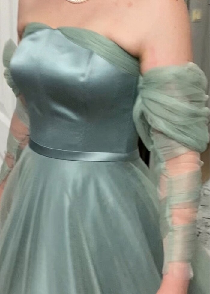 su yeşili nişan elbisesi - Görsel 3