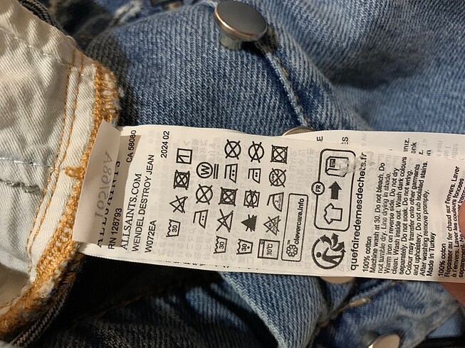 27 Beden mavi Renk Allsaints denim pantolon