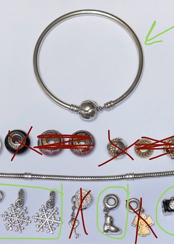 Beden beyaz Renk Orijinal Pandora Bangle Bileklik Fiyonklu 15cm