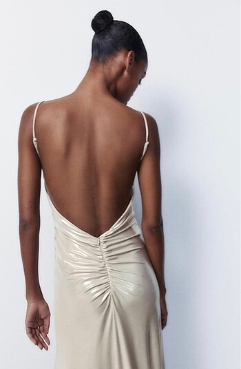 s Beden beyaz Renk Zara Drape Elbise