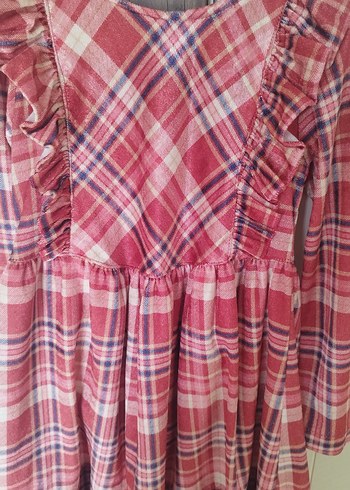 Pembe Uzun Kollu Fırfırlı Kız Elbisesi - Görsel 2