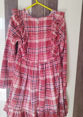 Pembe Uzun Kollu Fırfırlı Kız Elbisesi - Görsel 4