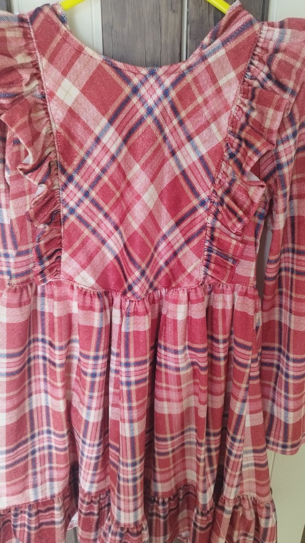 Pembe Uzun Kollu Fırfırlı Kız Elbisesi - Görsel 2