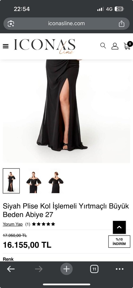 Uzun Siyah Drapeli Abiye Elbise - Görsel 5