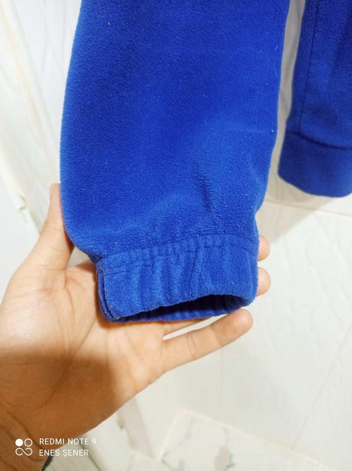 Erkek Mavi Fermuarlı Yüksek Yakalı Sweatshirt - Görsel 3