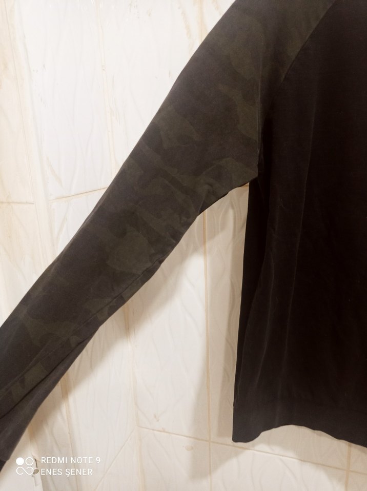 Siyah Süet Erkek Askeri Sweatshirt - Görsel 2