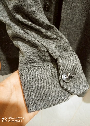 Düğmeli Gri Erkek Boy Yün Ceker - Görsel 4