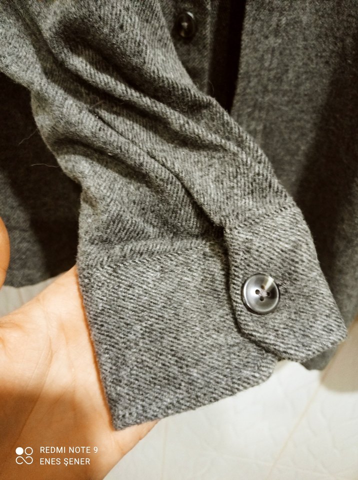 Düğmeli Gri Erkek Boy Yün Ceker - Görsel 4
