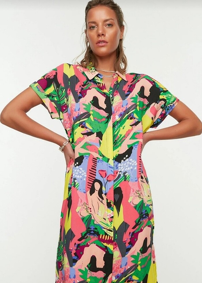 Çok renkli uzun elbise - Görsel 2