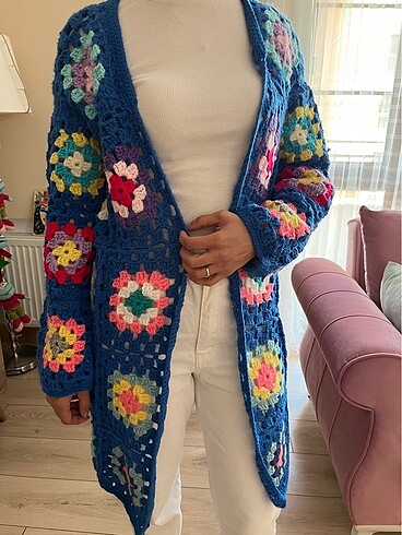 El Yapımı Örgü Motifli Hırka - Görsel 5