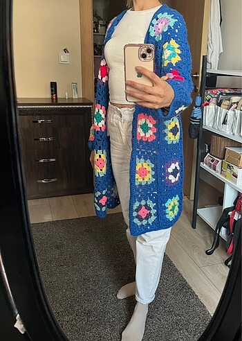 El Yapımı Örgü Motifli Hırka - Görsel 4