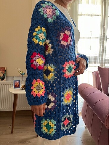 El Yapımı Örgü Motifli Hırka - Görsel 6