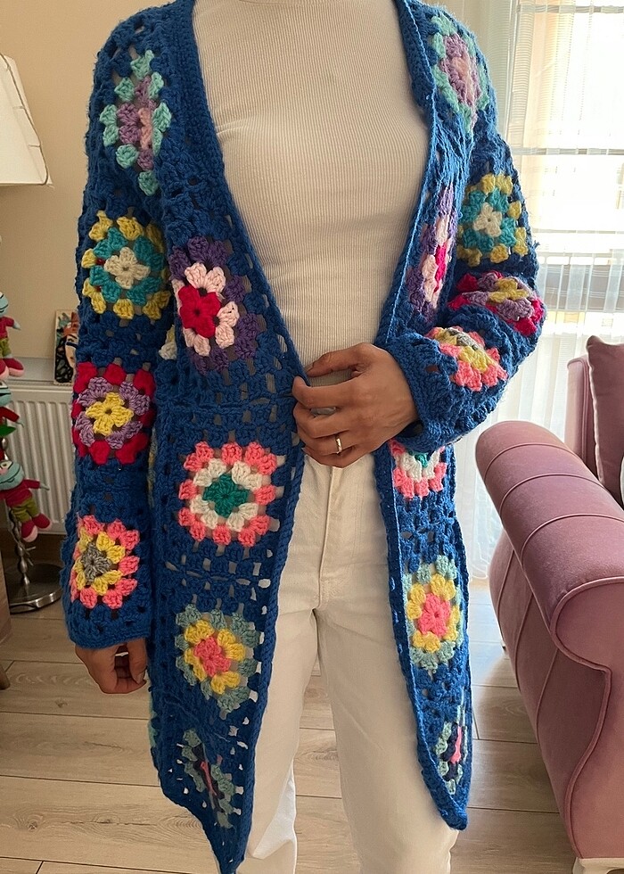 El Yapımı Örgü Motifli Hırka - Görsel 5