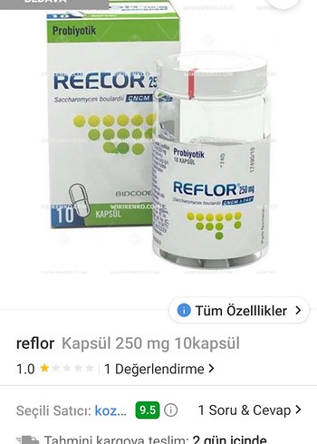  Beden Reflor 250 mg Probiyotik Kapsül 10'lu