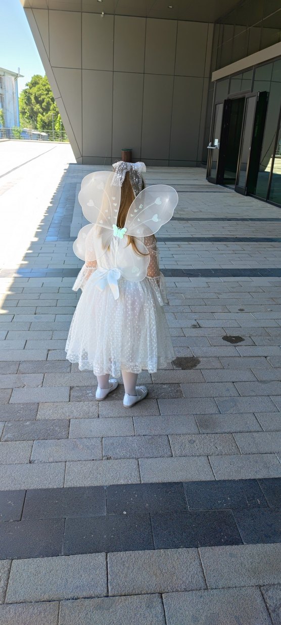 Dantel Detaylı Straplez Beyaz Kız Çocuk Elbise - Görsel 4