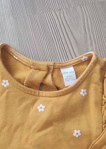 Kız Çocuk Sarı Fırfırlı Uzun Kollu Elbise - Görsel 2