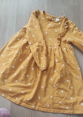 Kız Çocuk Sarı Fırfırlı Uzun Kollu Elbise - Görsel 3