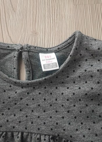 Kız Çocuk Gri Puantiyeli Fırfırlı Elbise - Görsel 2