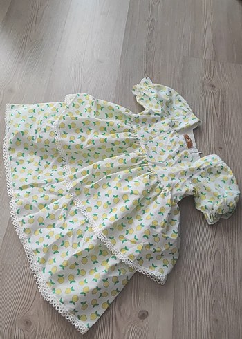 Sarı Baskılı Kız Çocuk Elbise - Görsel 2