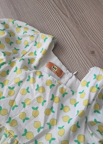 Sarı Baskılı Kız Çocuk Elbise - Görsel 3