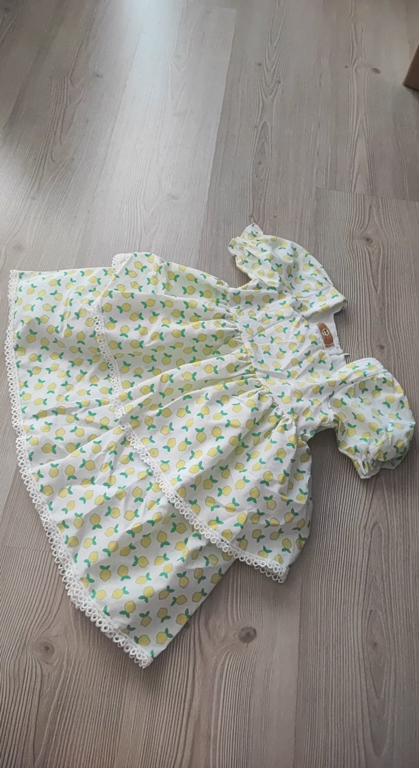 Sarı Baskılı Kız Çocuk Elbise - Görsel 2