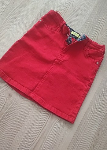 Kız Çocuk Kırmızı Kemerli Dar Kesim Etek - Görsel 3