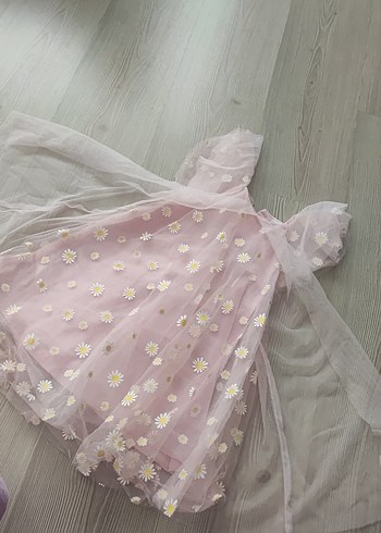 Pembe Kız Çocuk Fırfırlı Elbise - Görsel 4