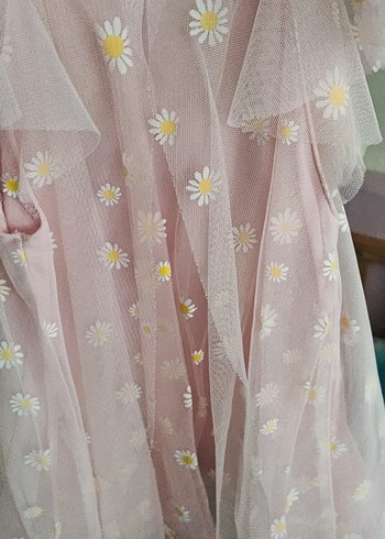 Pembe Kız Çocuk Fırfırlı Elbise - Görsel 3