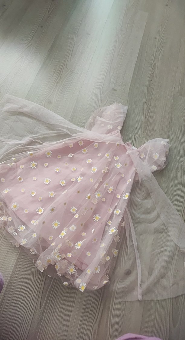 Pembe Kız Çocuk Fırfırlı Elbise - Görsel 4