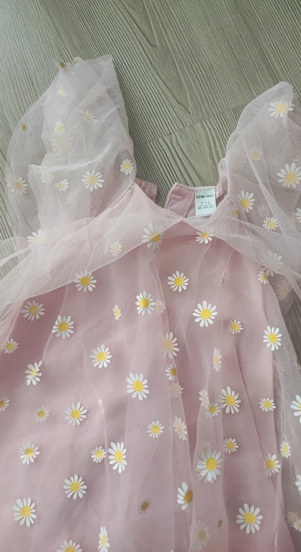 Pembe Kız Çocuk Fırfırlı Elbise - Görsel 5