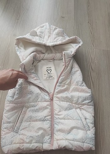 Kız Çocuk Kapüşonlu Beyaz Yelek - Görsel 3