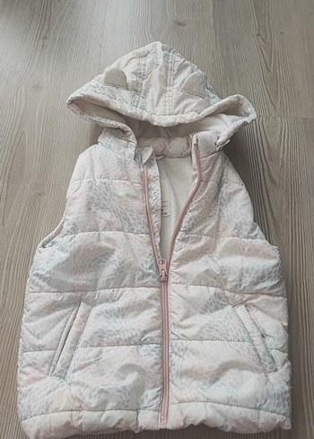 Kız Çocuk Kapüşonlu Beyaz Yelek - Görsel 2