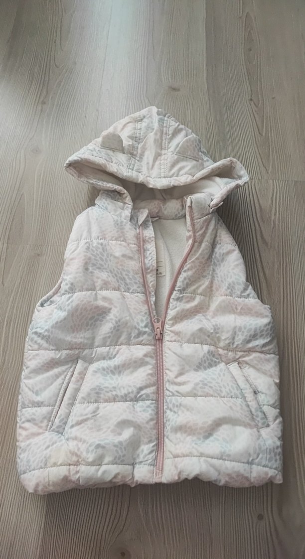 Kız Çocuk Kapüşonlu Beyaz Yelek - Görsel 2