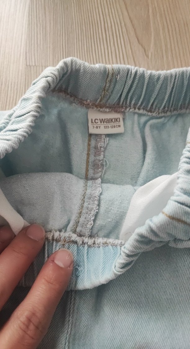 unisex Çocuk Mavi Loose Fit Kargo Kot Pantolon - Görsel 2