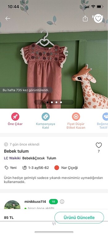 6 Ay Beden Bebek pijama takımı