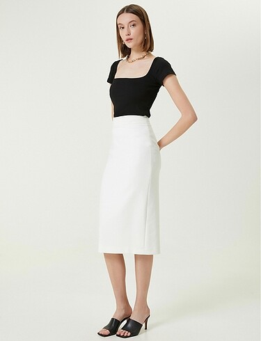 Beymen Collection midi kırık beyaz etek