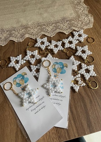 Boncuklu Beyaz Yıldız Anahtarlık - Görsel 10