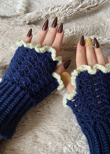 Bohem Kırmızı Örgü Kadın Eldiveni - Görsel 4