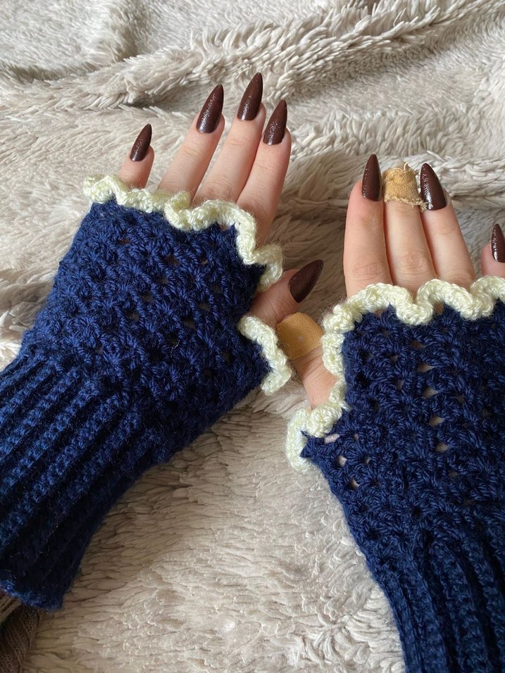 Bohem Kırmızı Örgü Kadın Eldiveni - Görsel 4