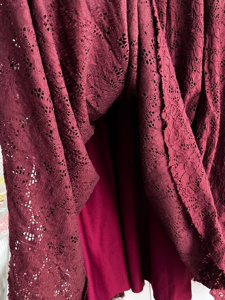 Bohem Bordo Uzun Triko Elbise - Görsel 4