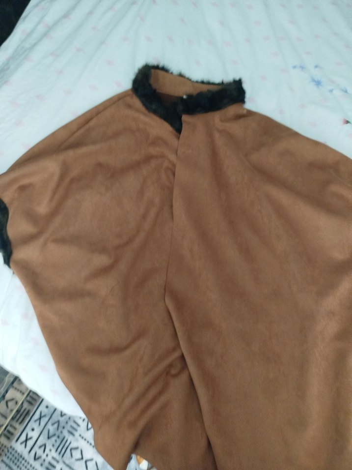 Kahverengi Süet Kürklü Bohem Kadın panço - Görsel 2