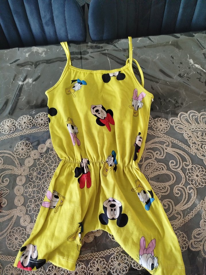 Kız Çocuk Renkli Baskılı Tulum - Görsel 2