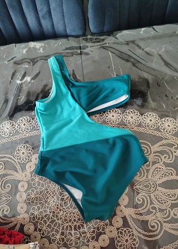 Koyu Turkuaz Drapeli kız çocuk Mayo - Görsel 2