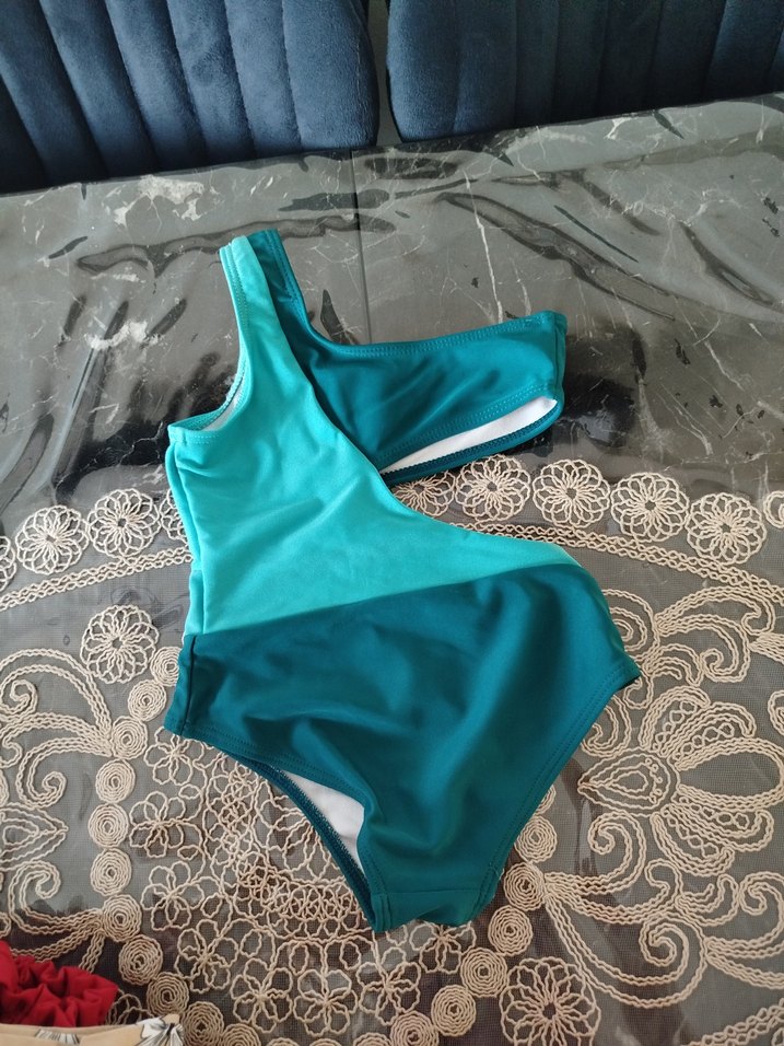 Koyu Turkuaz Drapeli kız çocuk Mayo - Görsel 2