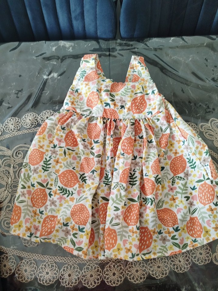 Renkli Desenli Kolsuz Kız Elbisesi - Görsel 2