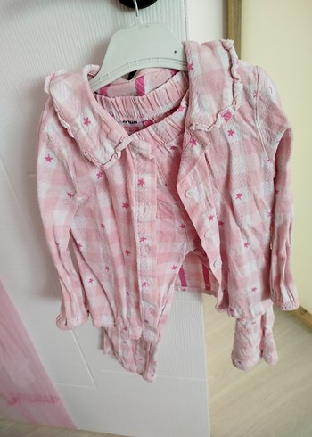 Pembe Uzun Kollu Bebek Kız Takımı - Görsel 2