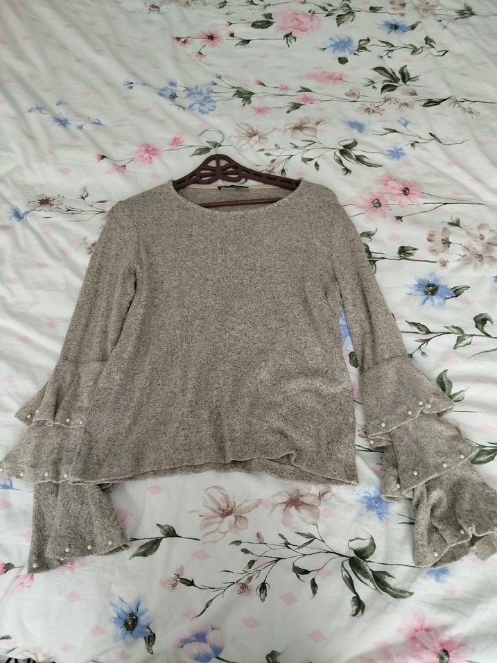 Bej Örgü Kadın Kazak Uzun Kollu - Görsel 2