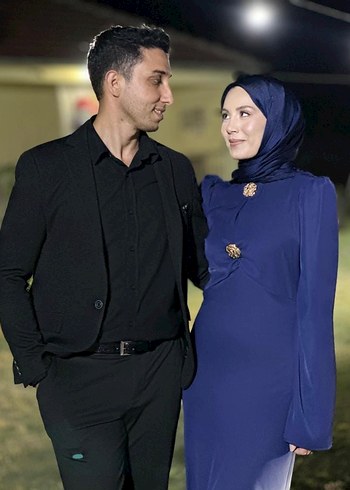 Lacivert Uzun Kollu Drapeli Nişan Elbisesi - Görsel 2